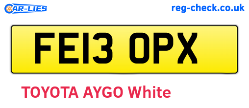 FE13OPX are the vehicle registration plates.