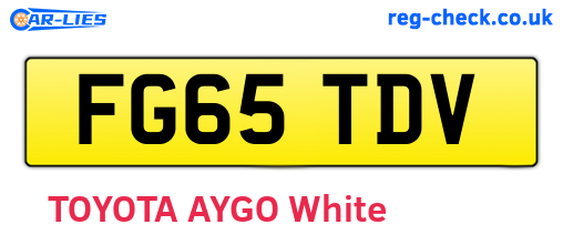 FG65TDV are the vehicle registration plates.