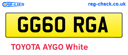 GG60RGA are the vehicle registration plates.