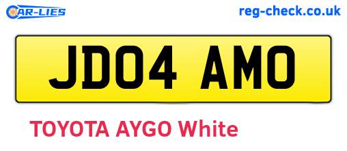 JD04AMO are the vehicle registration plates.