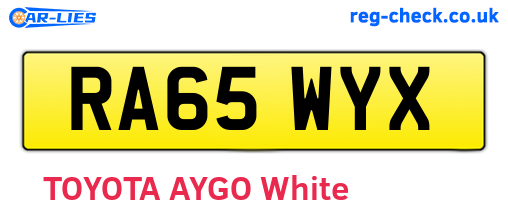 RA65WYX are the vehicle registration plates.