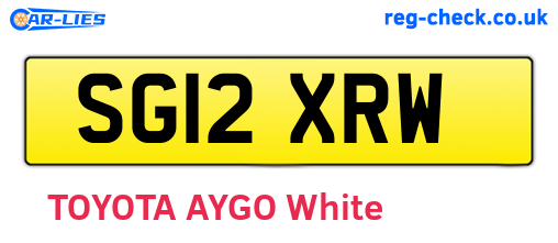 SG12XRW are the vehicle registration plates.
