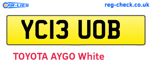 YC13UOB are the vehicle registration plates.