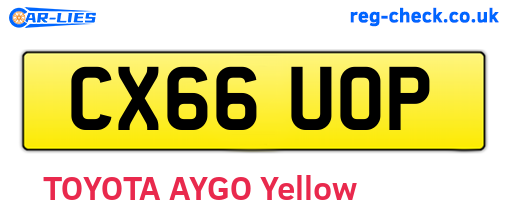 CX66UOP are the vehicle registration plates.