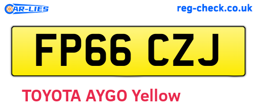 FP66CZJ are the vehicle registration plates.