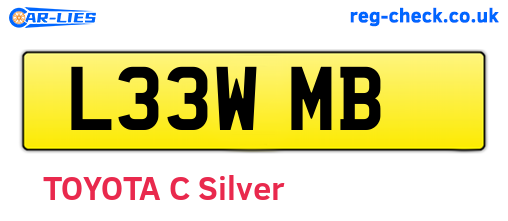 L33WMB are the vehicle registration plates.