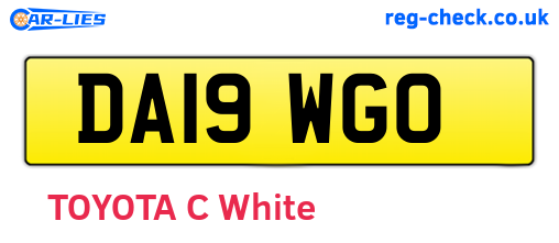 DA19WGO are the vehicle registration plates.