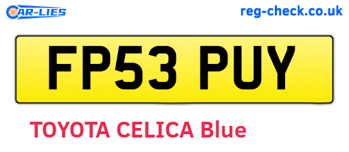 FP53PUY are the vehicle registration plates.