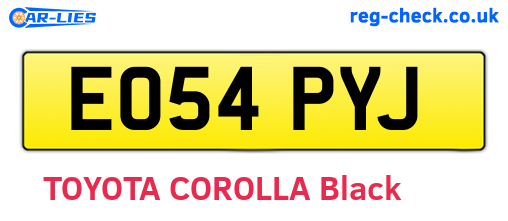 EO54PYJ are the vehicle registration plates.