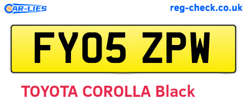 FY05ZPW are the vehicle registration plates.