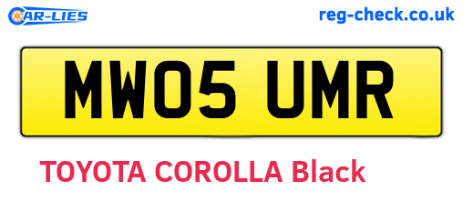 MW05UMR are the vehicle registration plates.