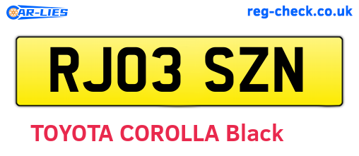 RJ03SZN are the vehicle registration plates.