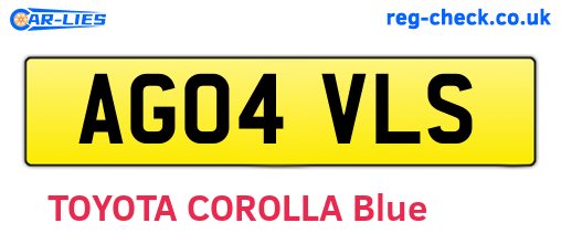 AG04VLS are the vehicle registration plates.
