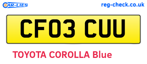 CF03CUU are the vehicle registration plates.