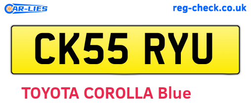 CK55RYU are the vehicle registration plates.