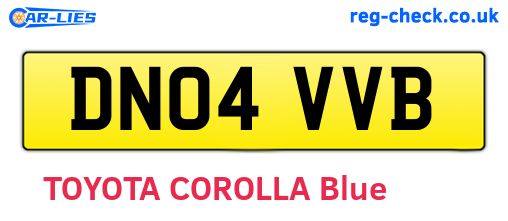 DN04VVB are the vehicle registration plates.