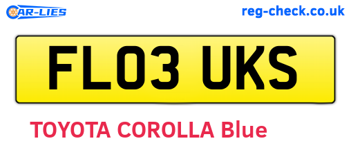 FL03UKS are the vehicle registration plates.