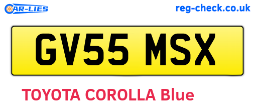 GV55MSX are the vehicle registration plates.