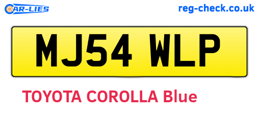 MJ54WLP are the vehicle registration plates.