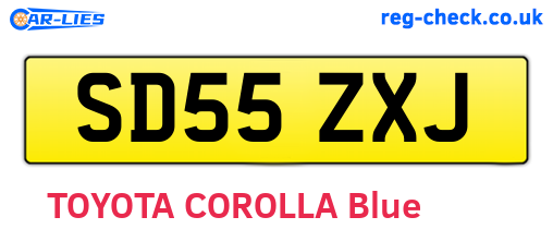 SD55ZXJ are the vehicle registration plates.