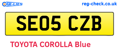 SE05CZB are the vehicle registration plates.