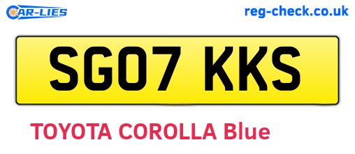 SG07KKS are the vehicle registration plates.