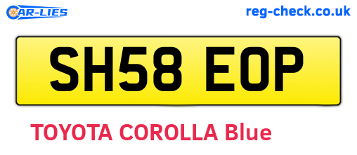 SH58EOP are the vehicle registration plates.