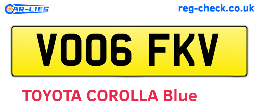 VO06FKV are the vehicle registration plates.