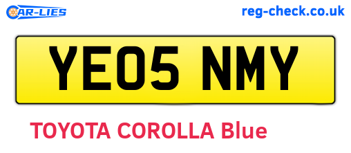 YE05NMY are the vehicle registration plates.