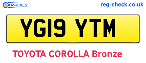 YG19YTM are the vehicle registration plates.