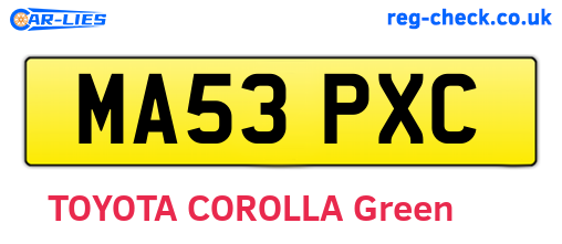 MA53PXC are the vehicle registration plates.