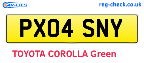 PX04SNY are the vehicle registration plates.