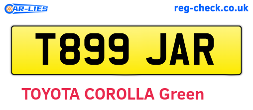 T899JAR are the vehicle registration plates.