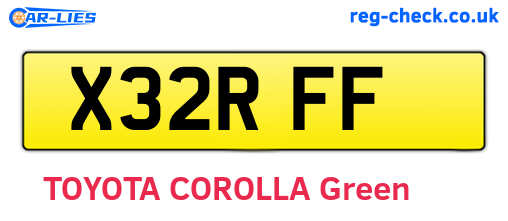 X32RFF are the vehicle registration plates.