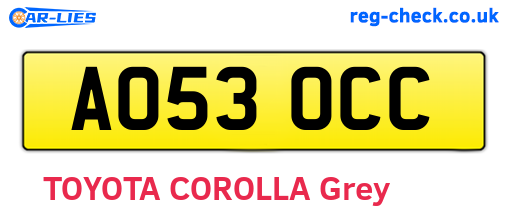 AO53OCC are the vehicle registration plates.