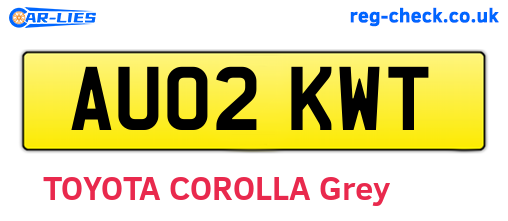 AU02KWT are the vehicle registration plates.