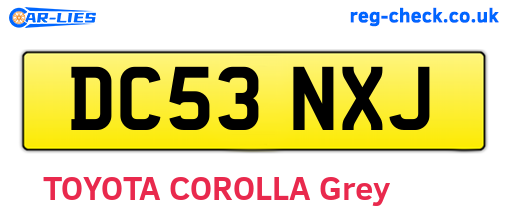DC53NXJ are the vehicle registration plates.