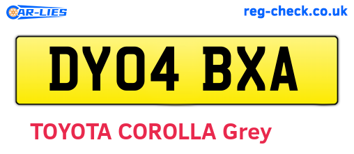 DY04BXA are the vehicle registration plates.
