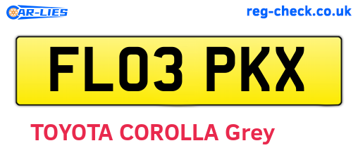 FL03PKX are the vehicle registration plates.