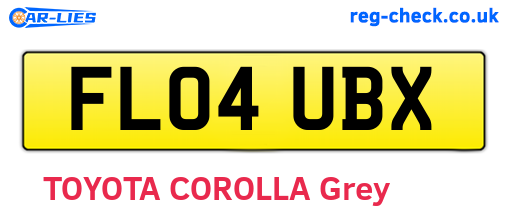 FL04UBX are the vehicle registration plates.