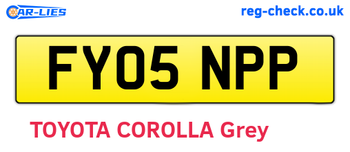 FY05NPP are the vehicle registration plates.