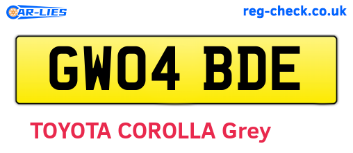 GW04BDE are the vehicle registration plates.