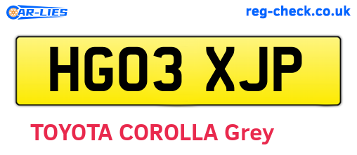 HG03XJP are the vehicle registration plates.