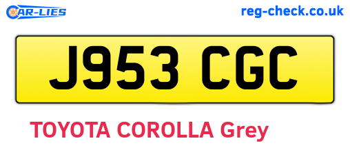 J953CGC are the vehicle registration plates.