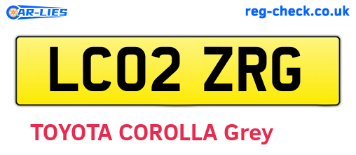 LC02ZRG are the vehicle registration plates.