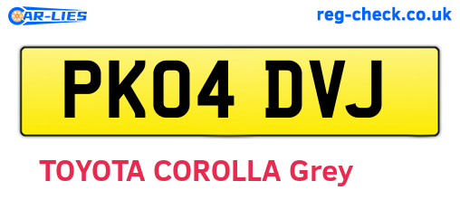 PK04DVJ are the vehicle registration plates.