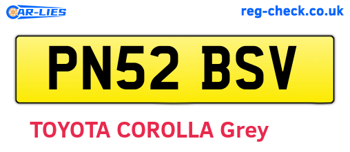 PN52BSV are the vehicle registration plates.