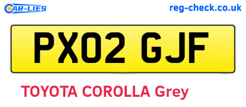 PX02GJF are the vehicle registration plates.