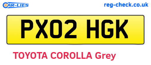 PX02HGK are the vehicle registration plates.