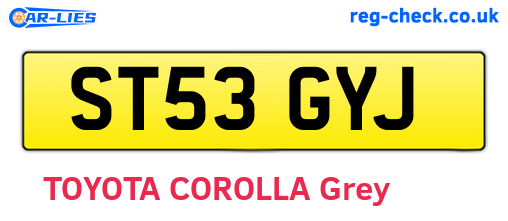 ST53GYJ are the vehicle registration plates.